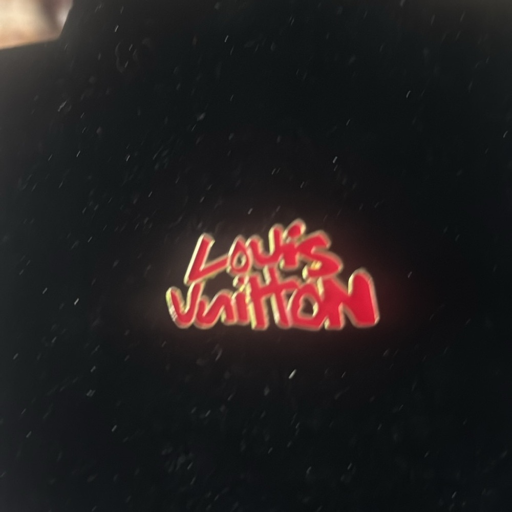 Louis Vuitton Red and silver tone  Script Logo Pin - Picture 2 of 4